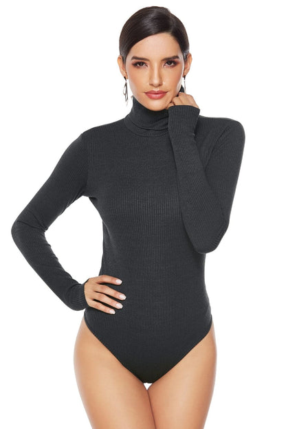 Ribbed Turtleneck Long Sleeve Bodysuit.