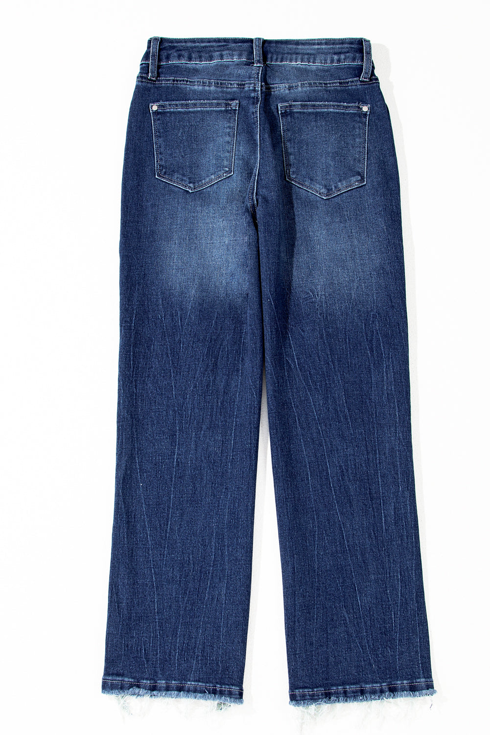 Sail blue raw hem high waist flared jeans with mineral wash finish