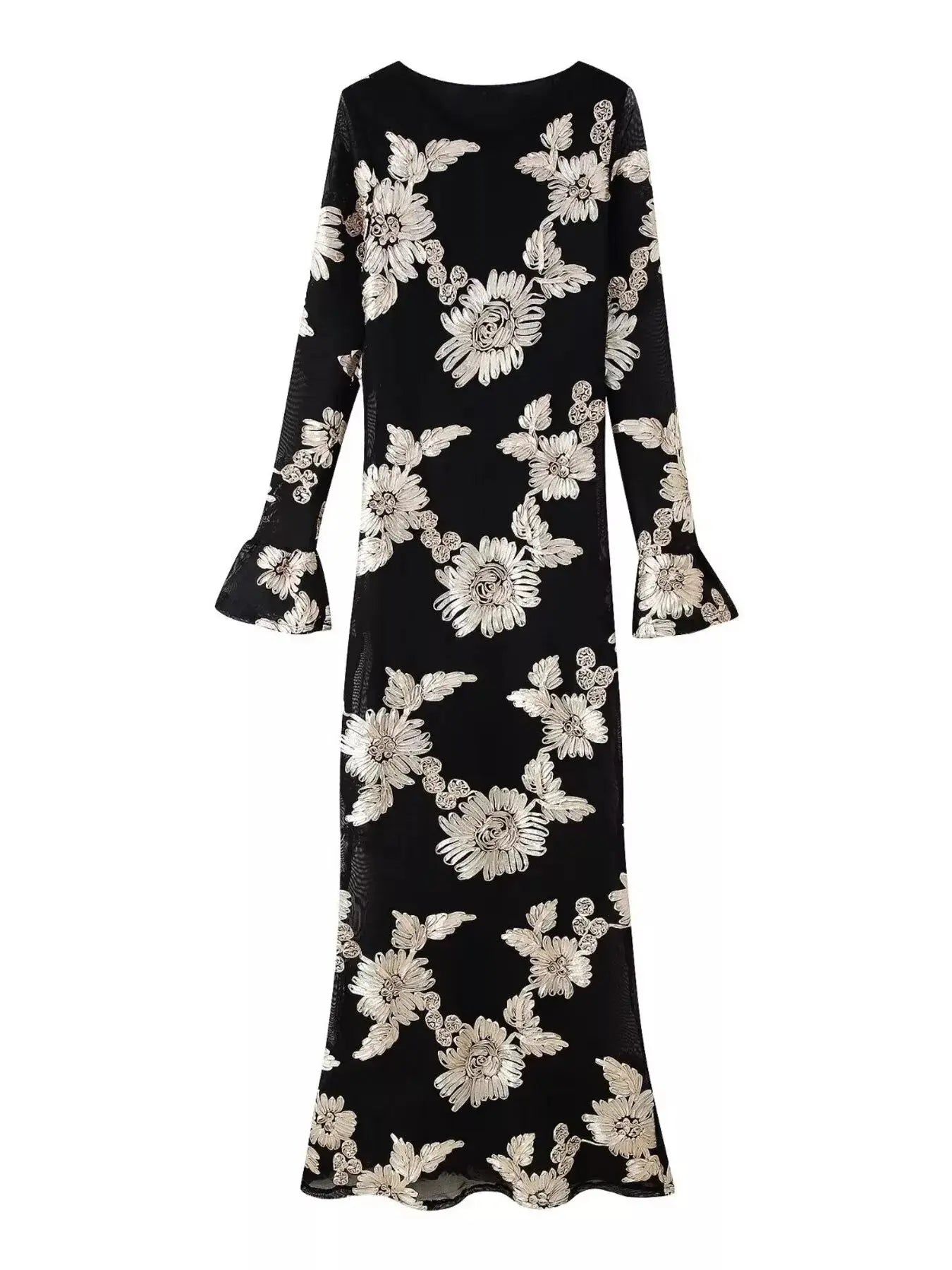 Floral Flounce Sleeve Round Neck Dress Simply Love