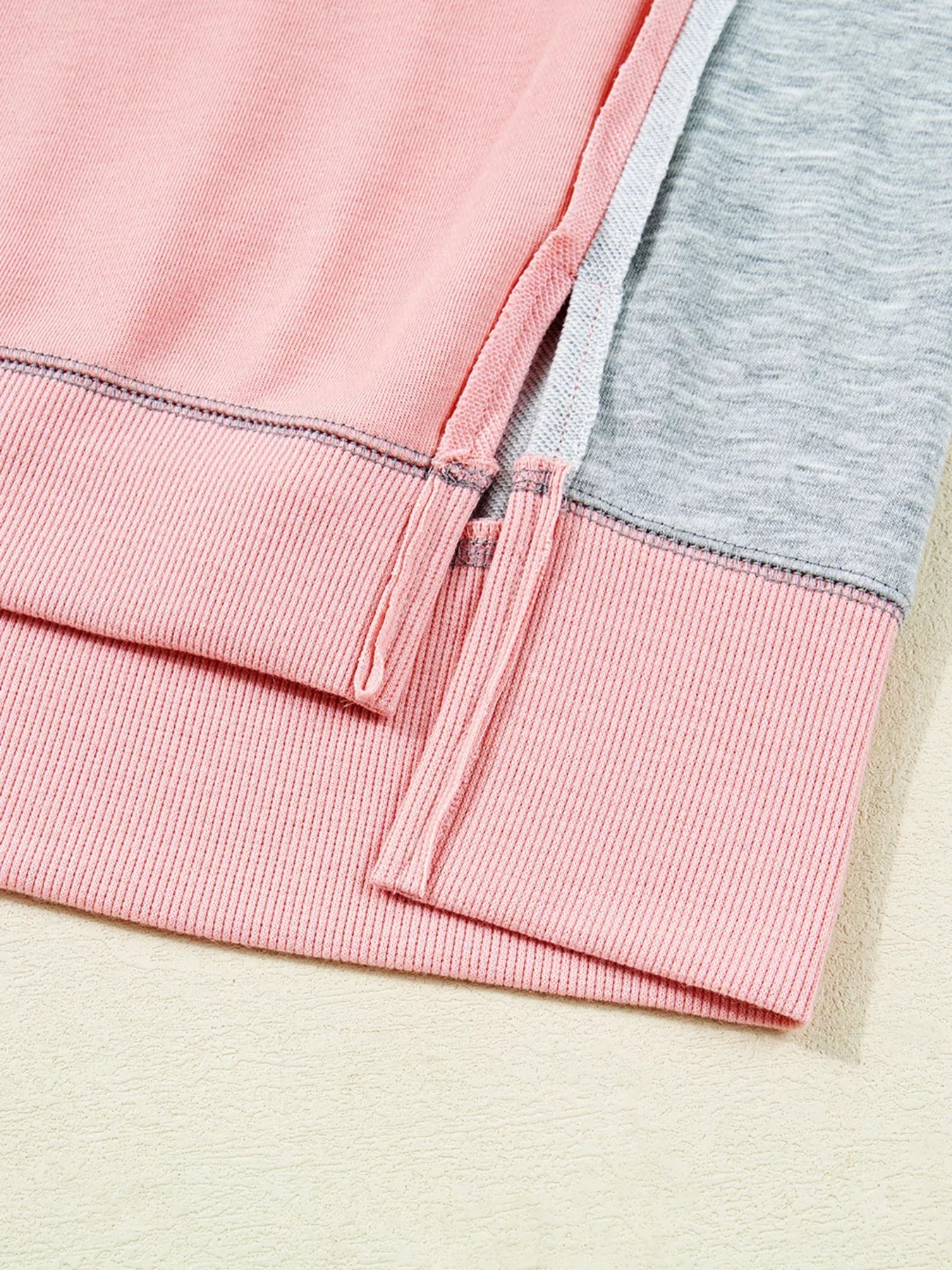 Exposed Seam Color Block Patchwork Slit Cuffs Oversize Sweatshirt Simply Love