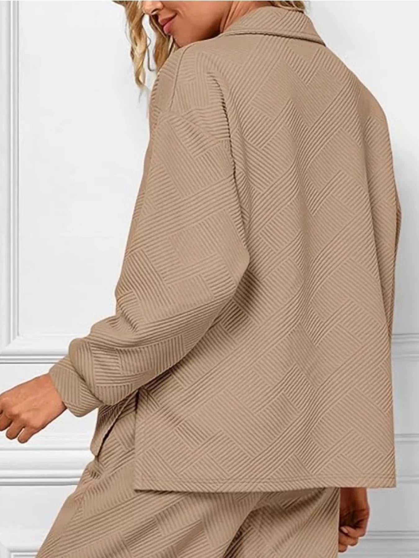 Side Slit Textured Top and Drawstring Pants Set Coco’s Tee Boutique