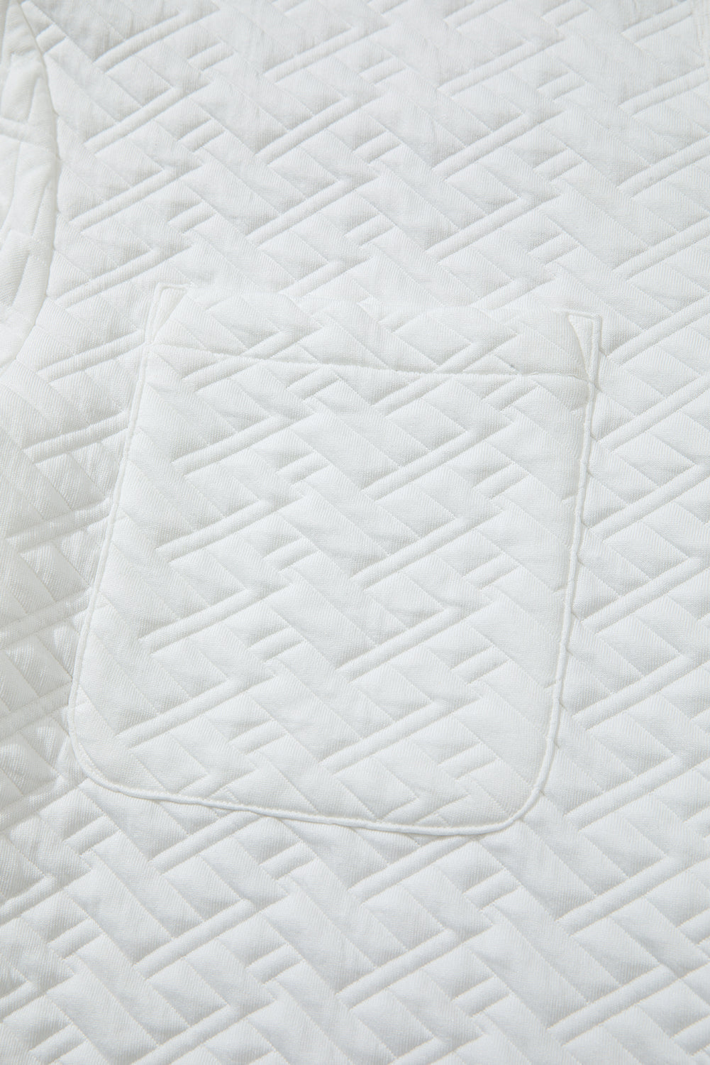 Premium White Textured Pocketed Collared V Neck Pullover Sweatshirt Dear-Lover Dropshipping