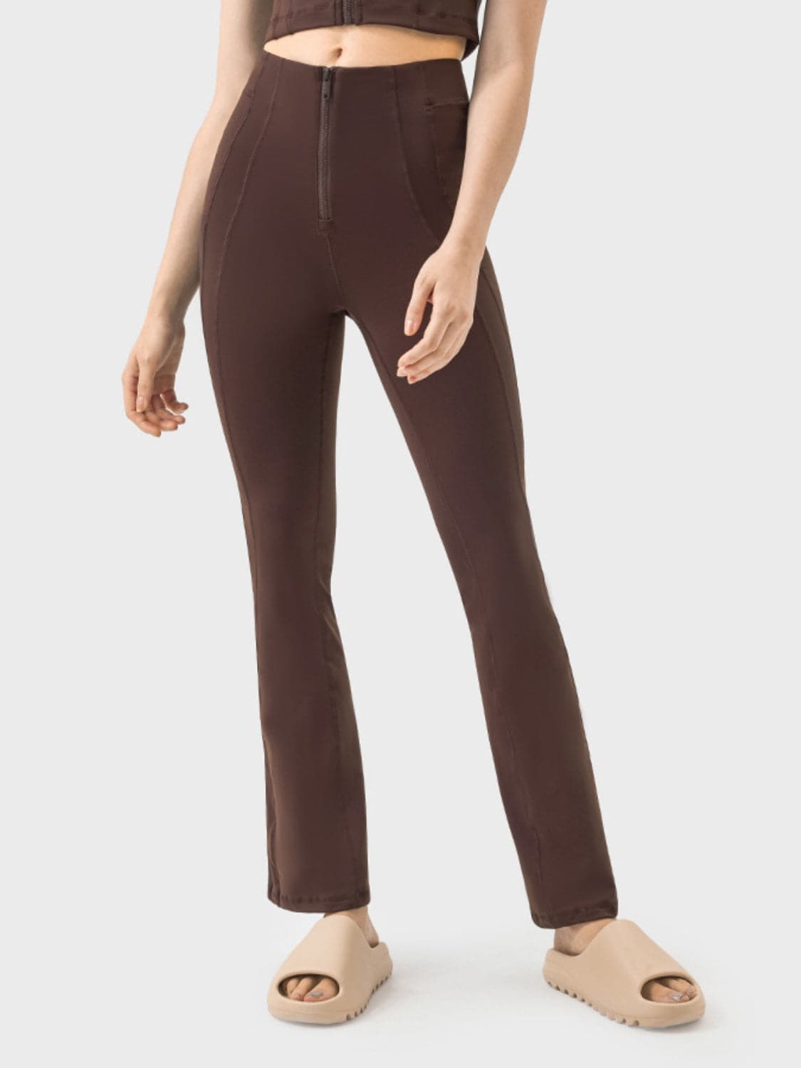 Zipper Detail High Waist Active Pants.