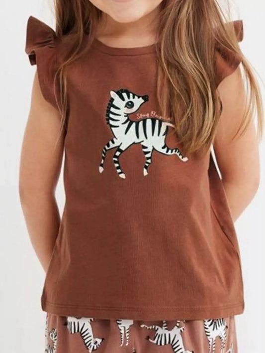 Children's Zebra Ruffle Cap Sleeve Top Simply Love