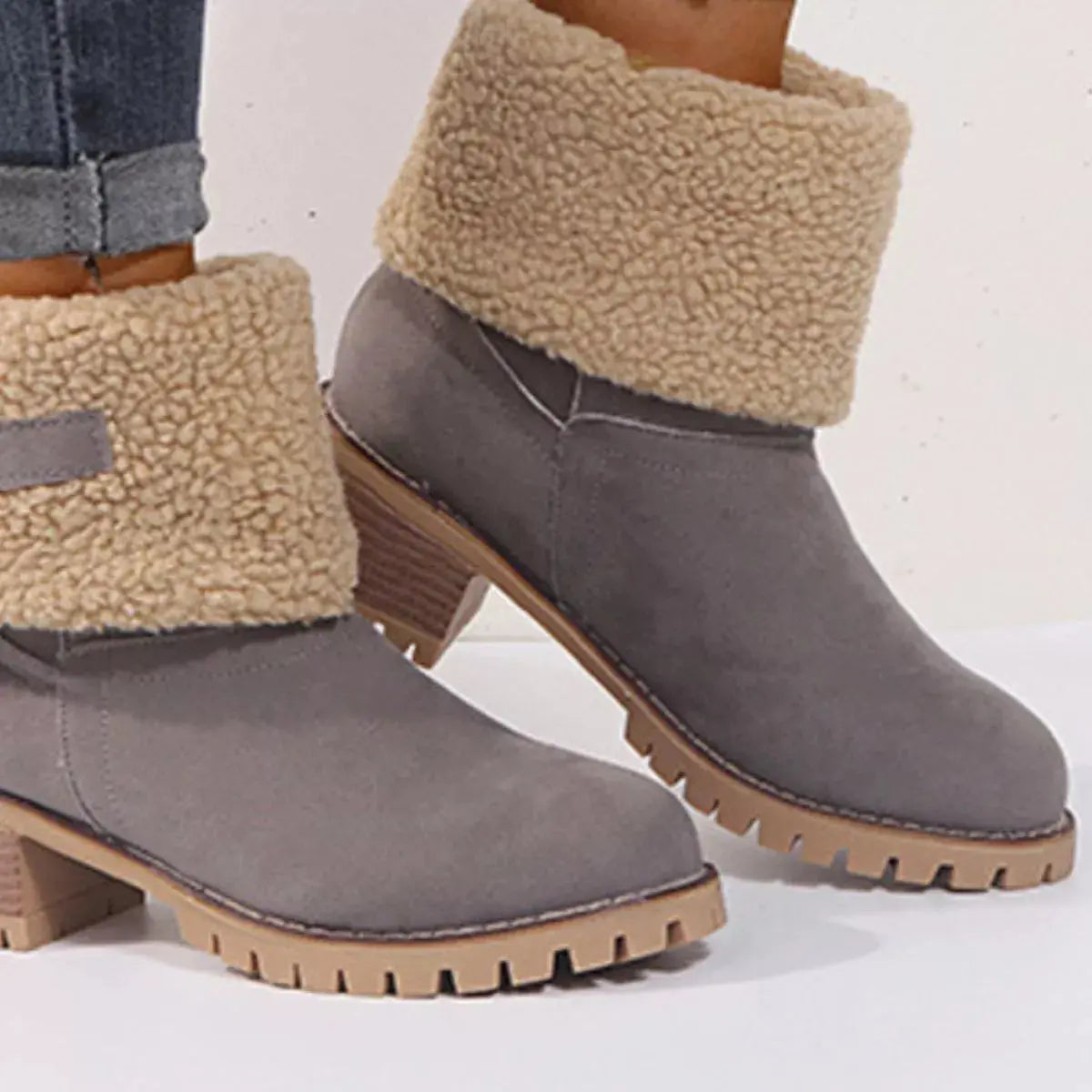 Round Toe Block Heels Boots Simply Love