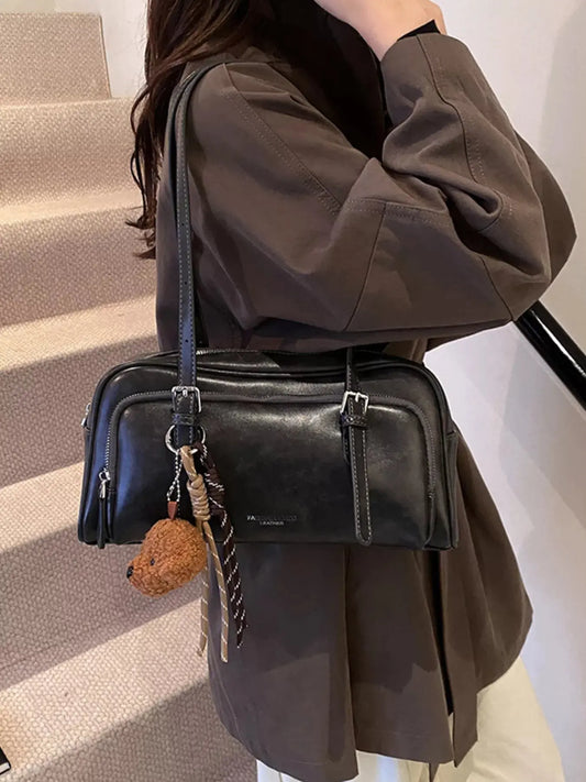 Vintage Style Leather Shoulder Bag with Charm Simply Love