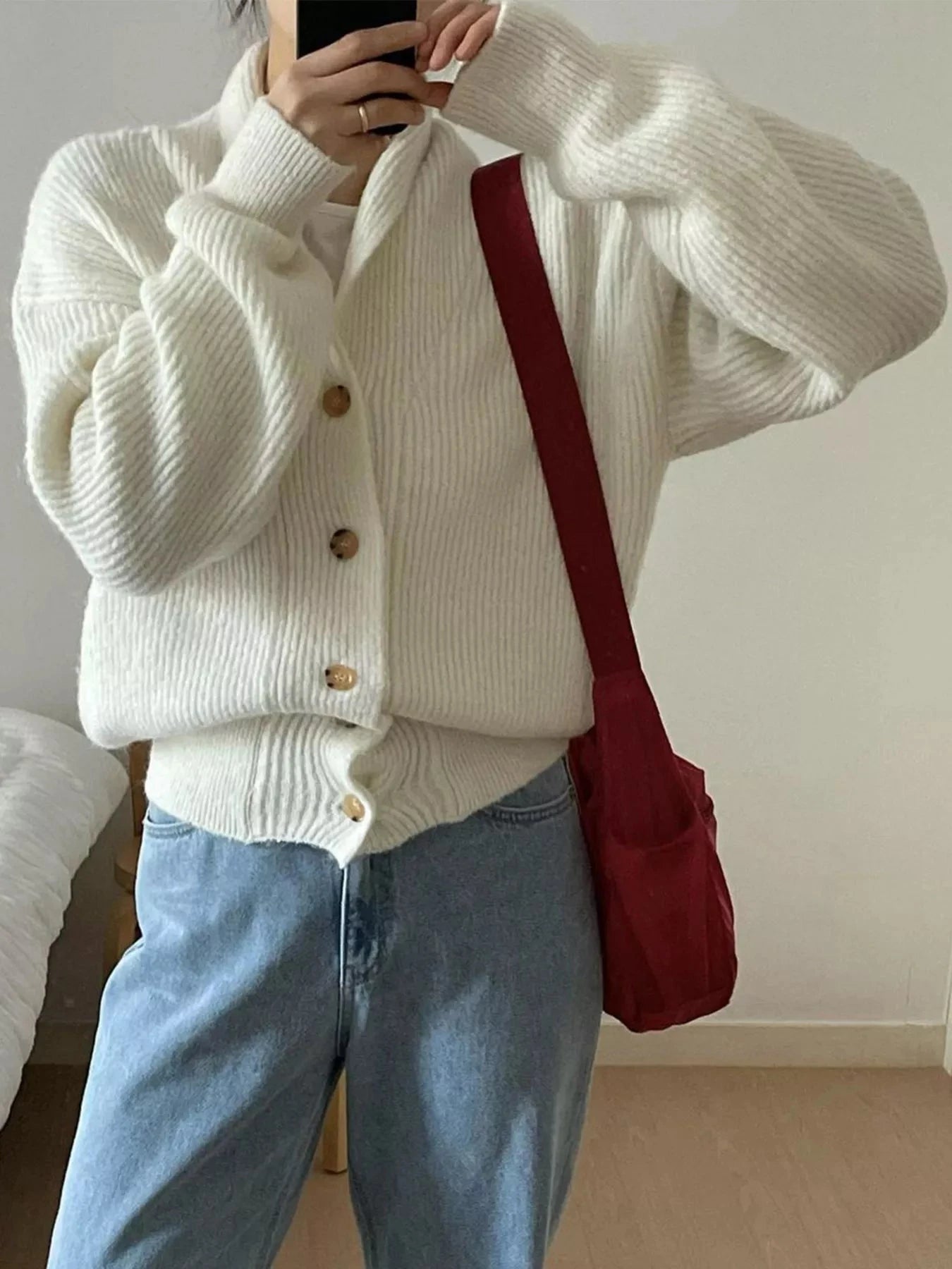 Knit Button Down Dropped Shoulder Cardigan One Hundred Percent Polyester Simply Love