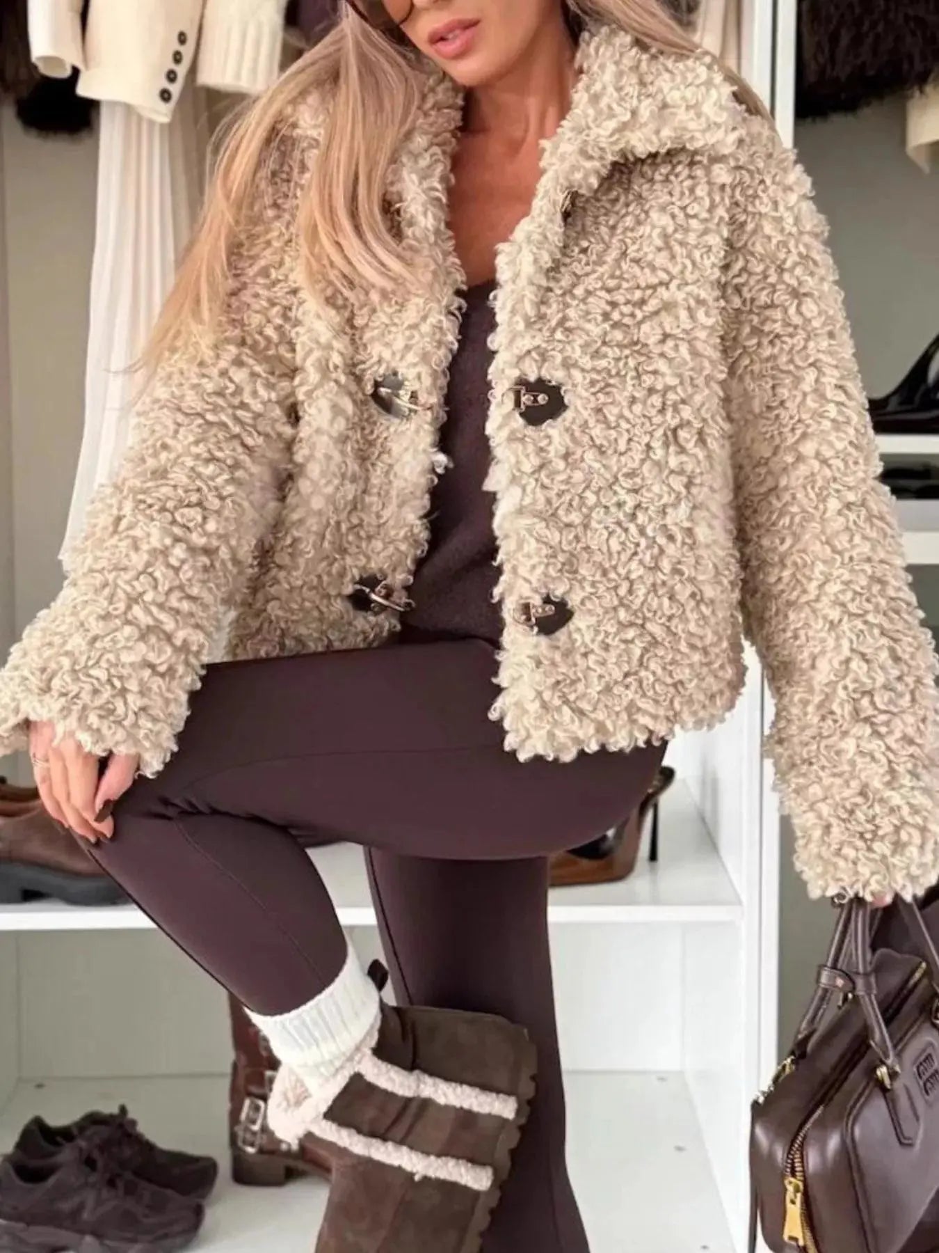 Sherpa Button-Down Outerwear Simply Love