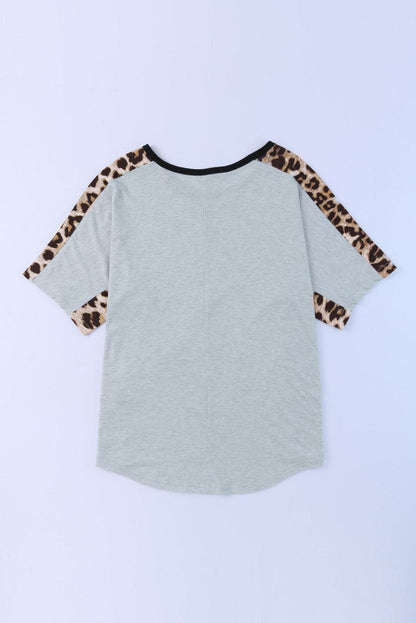 Leopard Bow Round Neck Half Sleeve T-Shirt.