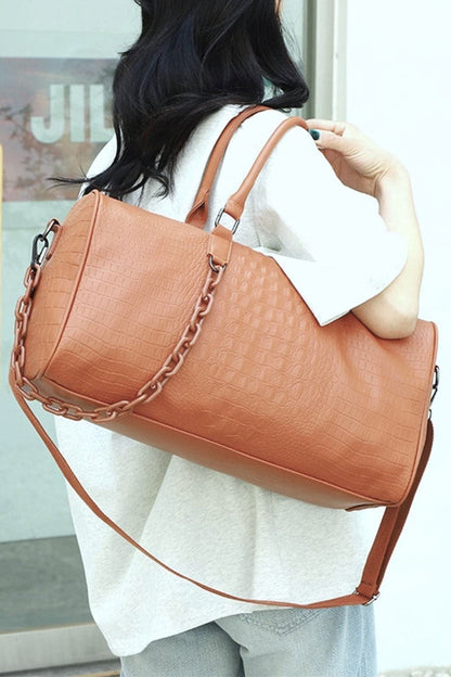 Zenana PU Leather Weekender Travel Duffle Bag.