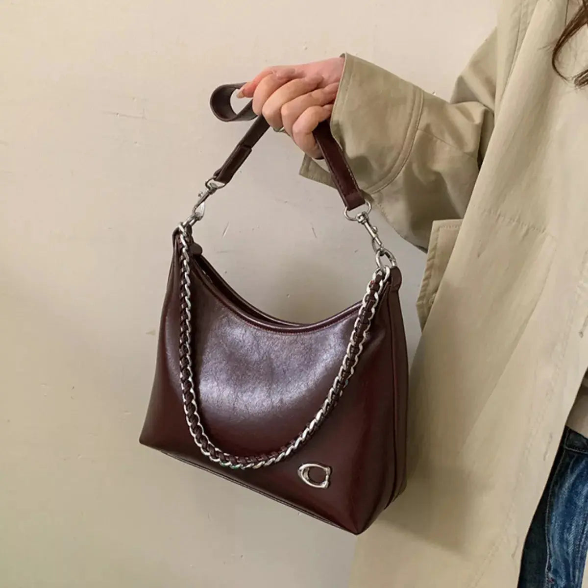 Chic Chain Accent Shoulder Bag Simply Love