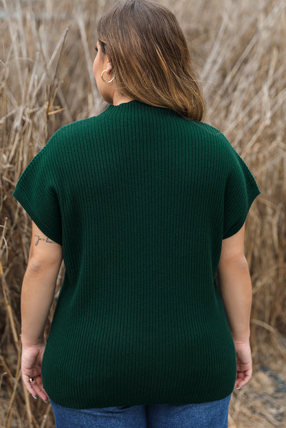 Cozy jungle green plus size mock neck sweater with chest pocket