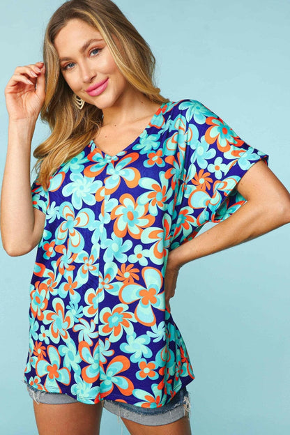 Haptics Floral Drop Shoulder Short Sleeve T-Shirt.