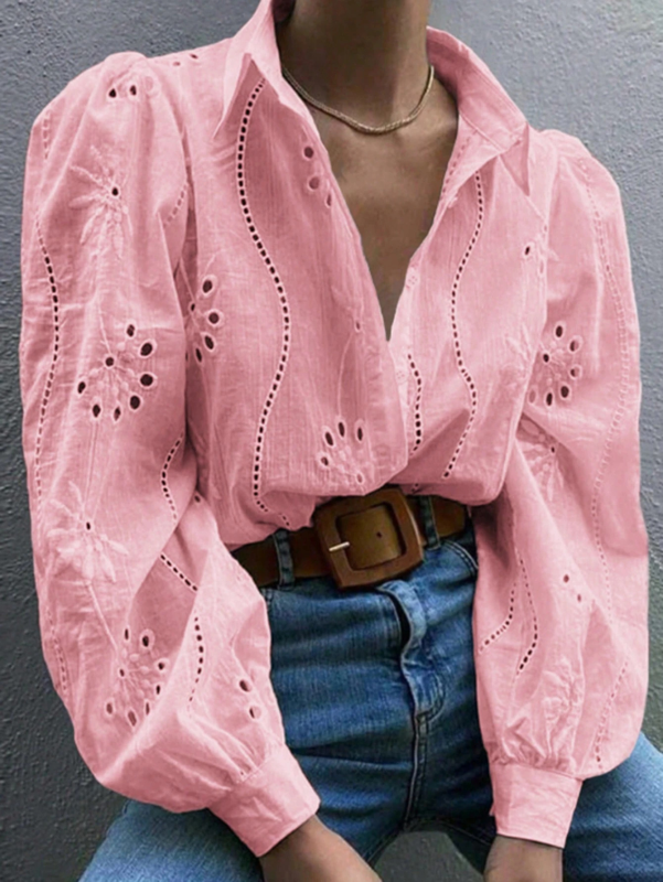 Solid embroidered lapel shirt