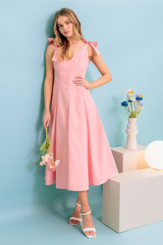 ON THE RIGHT TRACK PEACH WOVEN MIDI DRESS Flying Tomato