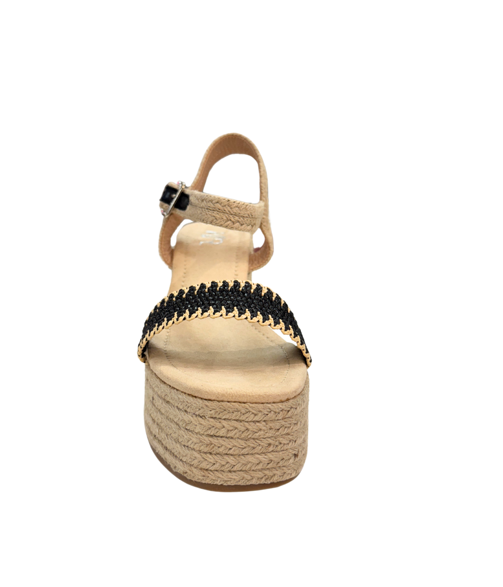 Elise Wedge Black Sandals With Ankle Strap Comfort Fit Naughty Monkey