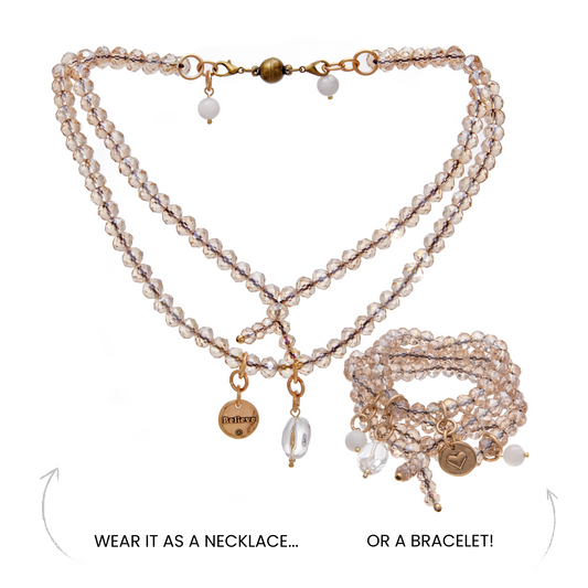 Believe Heart Crystal Boho Wrap Bracelet/Necklace Katia Designs
