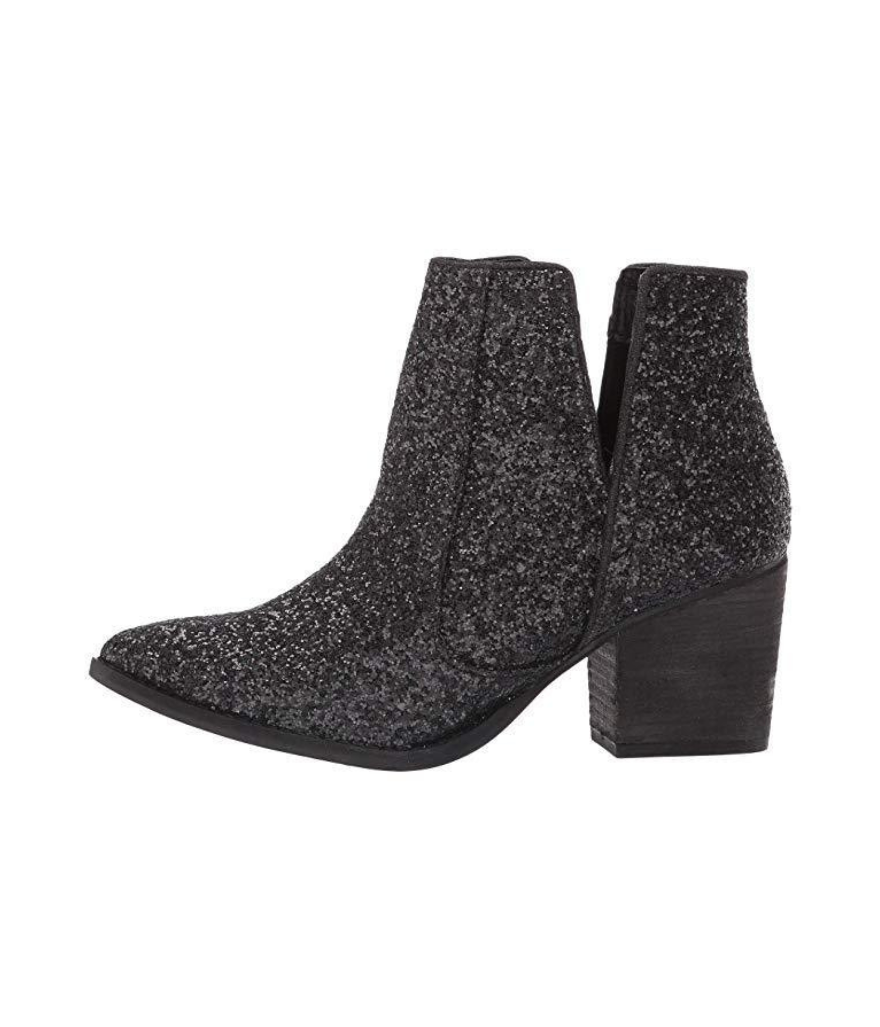 Fiera Glitter Booties Black Sequin Shine 3 Inch Heel Naughty Monkey