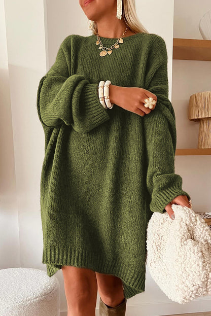 Four Leaf Clover Oversize Drop Shoulder Sweater Dress