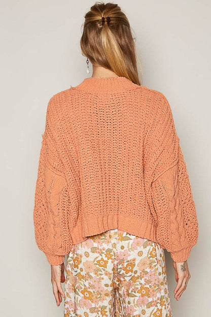 Chic chenille cable knit sweater