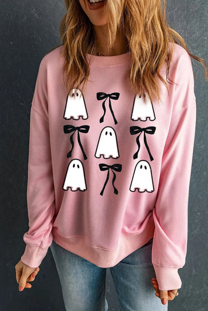 Ghost & Bow Round Neck Long Sleeve Sweatshirt