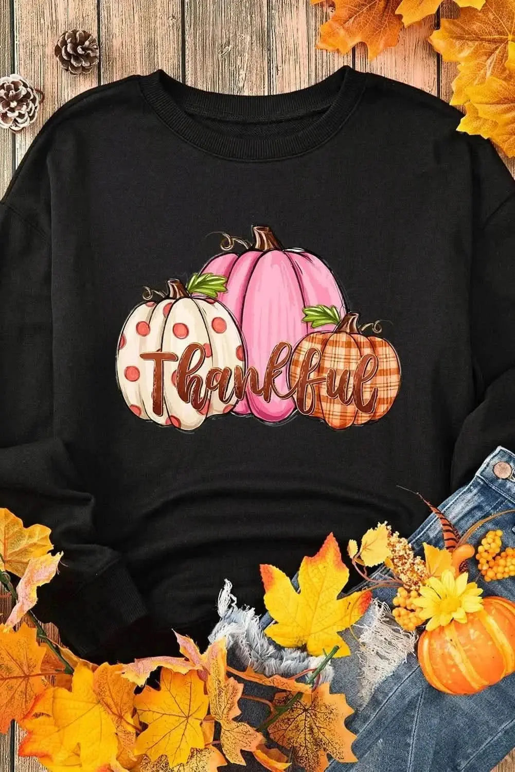 Pumpkin Graphic Round Neck Dropped Shoulder Sweatshirt - Love Salve 