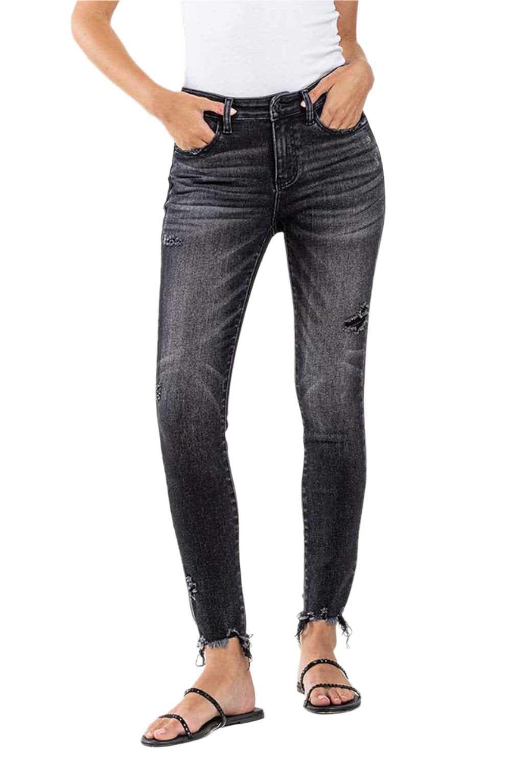 Lovervet Raw Hem Cropped Skinny Jeans.