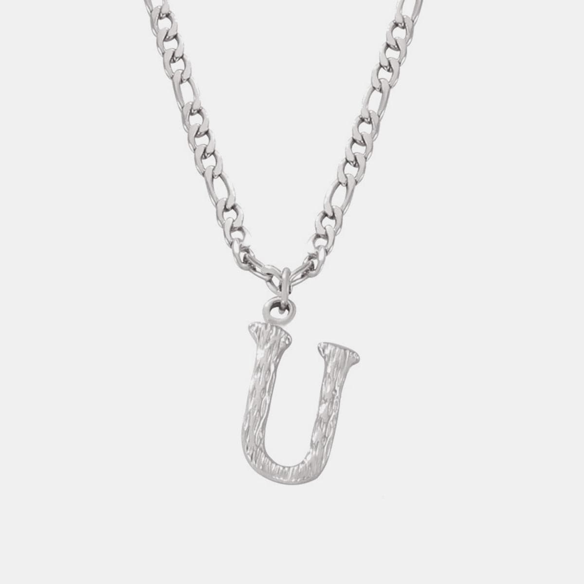 Titanium Steel Letter Pendant Necklace.