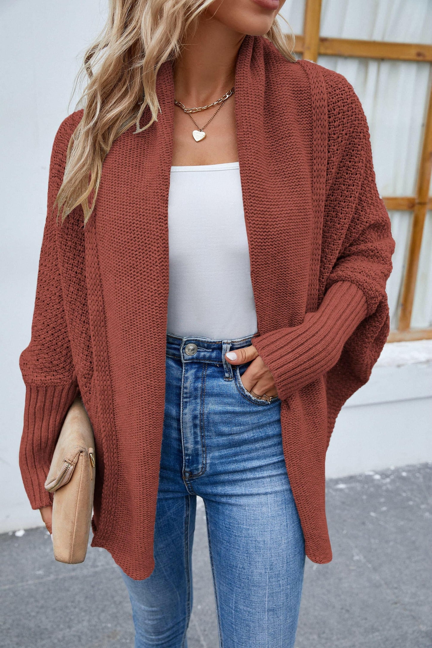 Open Front Long Sleeve Cardigan.