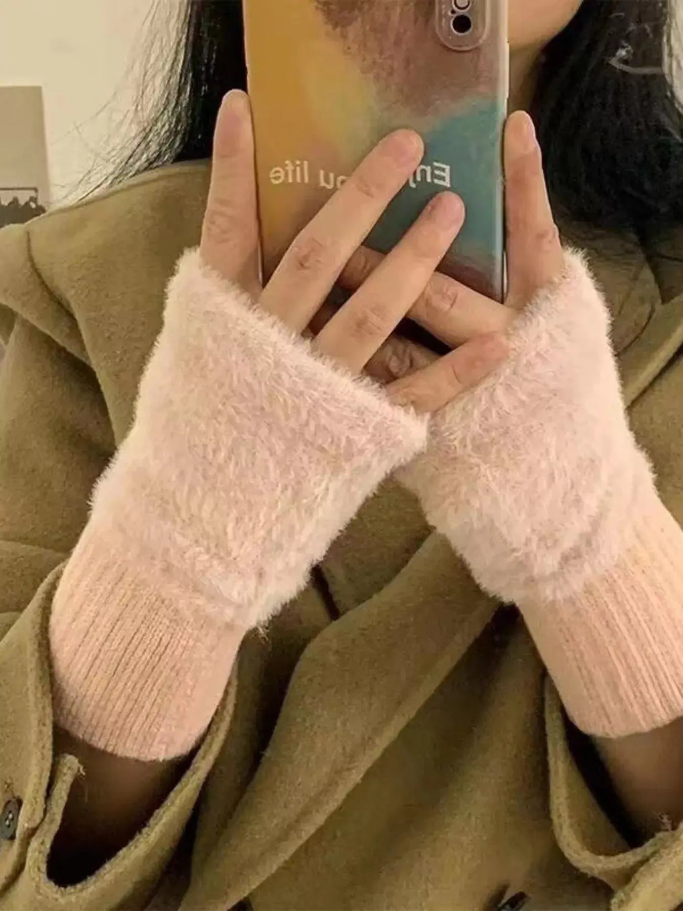 Fuzzy Cuff Fingerless Gloves Simply Love
