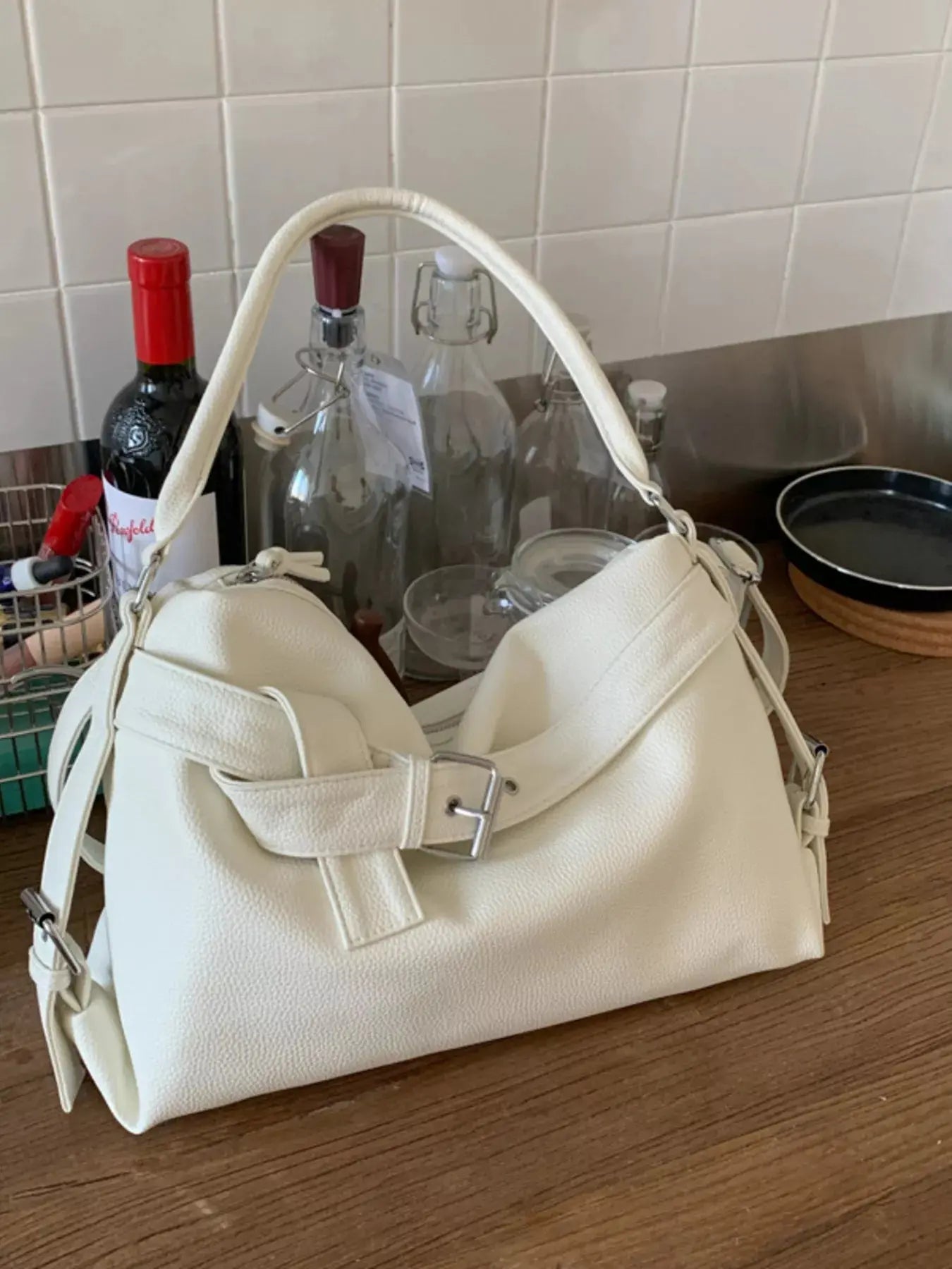 Decor Buckle Leather Shoulder Bag Simply Love