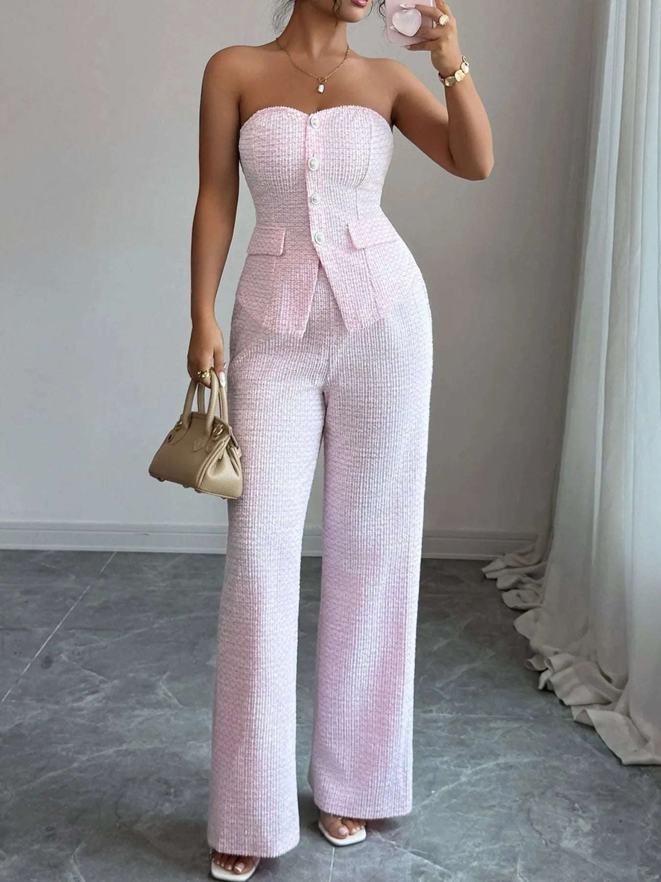 Sweetheart Neck Tube Top and Pants Set Coco’s Tee Boutique