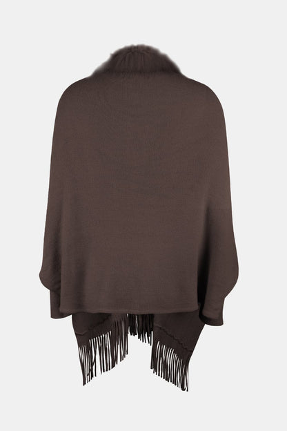 Fringe Open Front Long Sleeve Poncho.