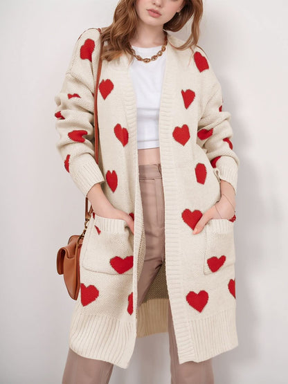 Cozy heart cardigan with pockets