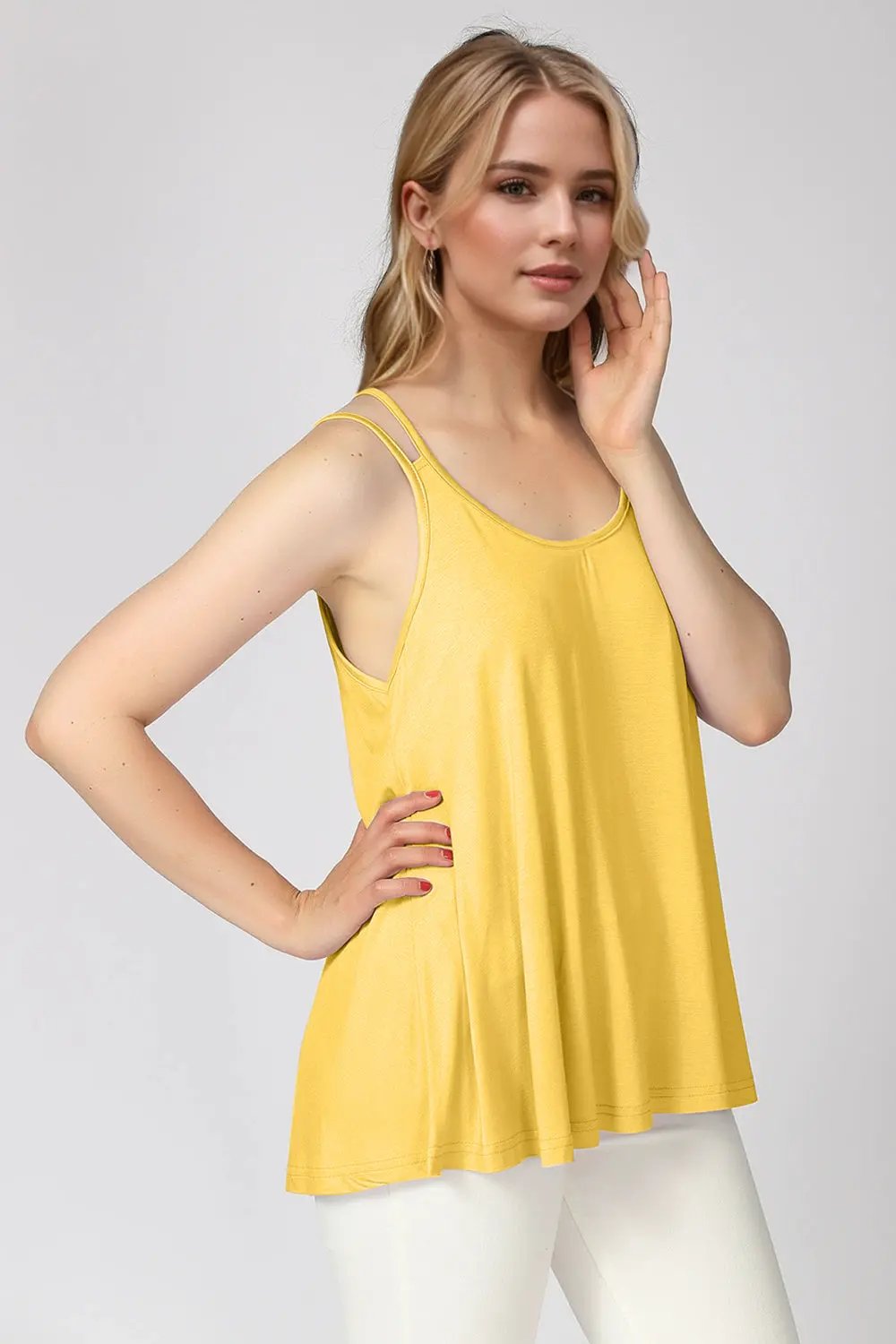 Basic Bae Bamboo Scoop Neck Double Spaghetti Straps Cami - Love Salve