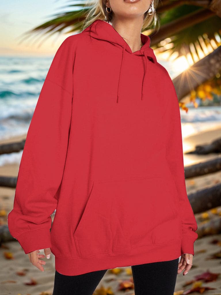 Drawstring Dropped Shoulder Hoodie.