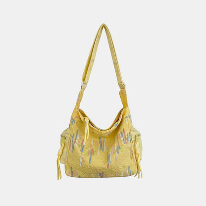 Textured nylon shoulder bag