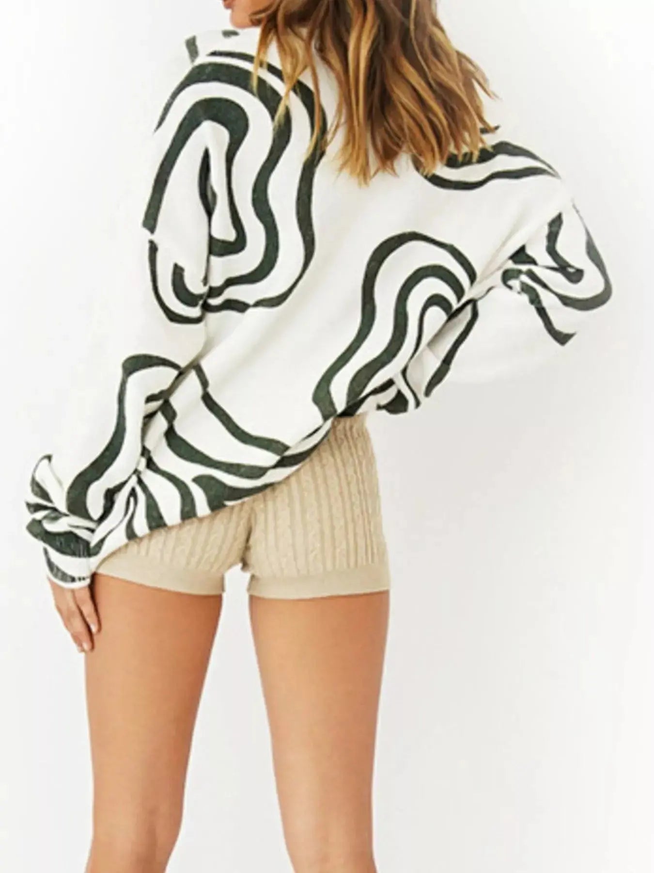 Wave Pattern Oversized Sweater Simply Love