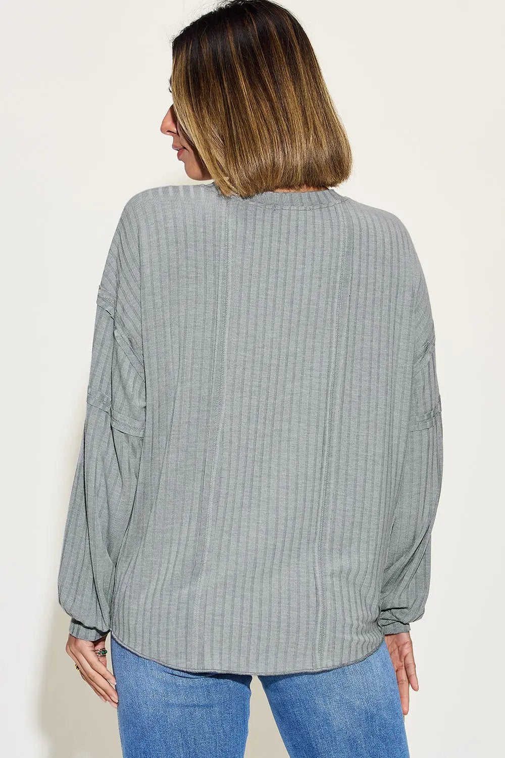 Basic Bae Full Size Ribbed Round Neck Long Sleeve T-Shirt - Love Salve