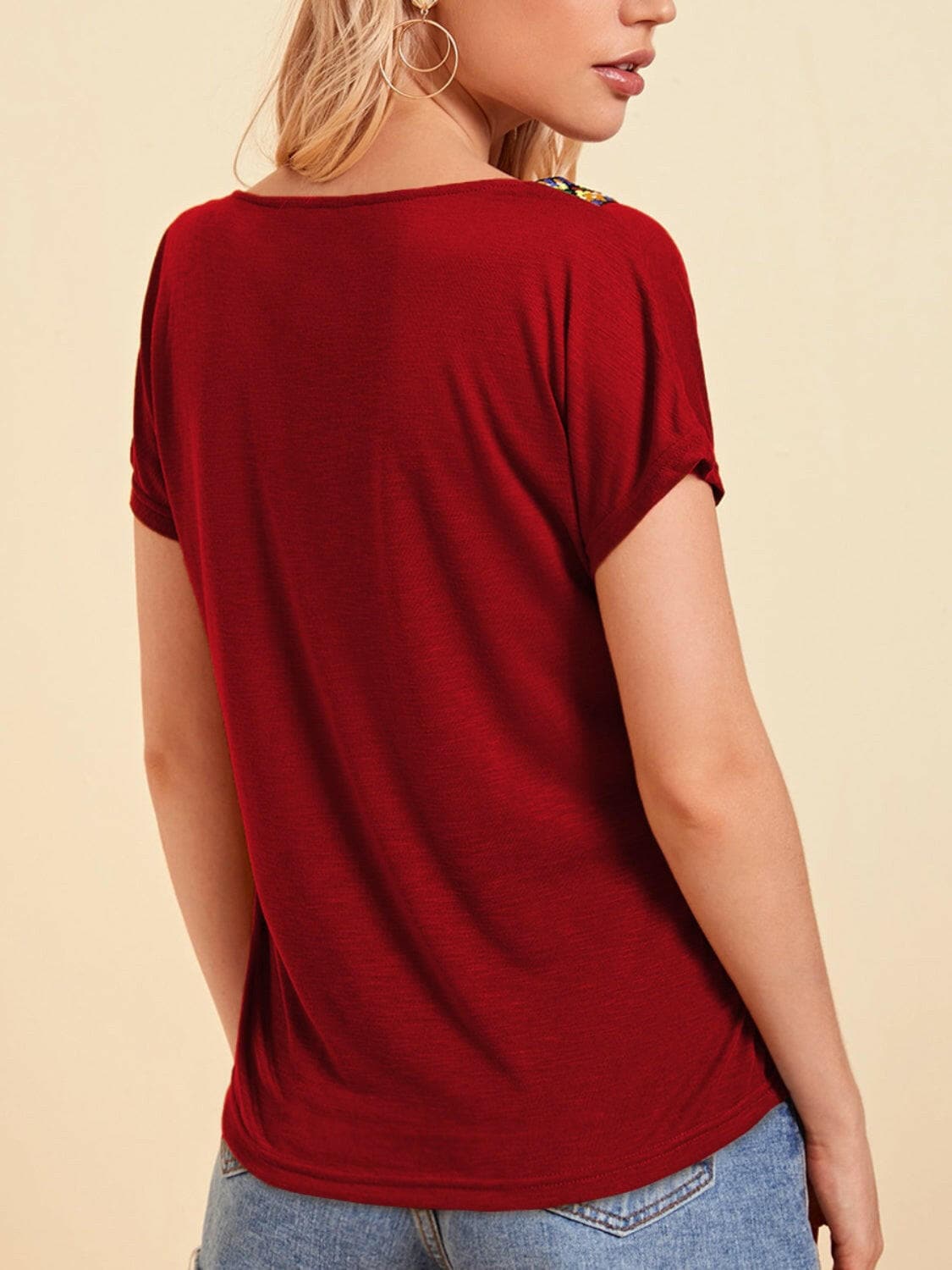 V-Neck Short Sleeve T-Shirt.