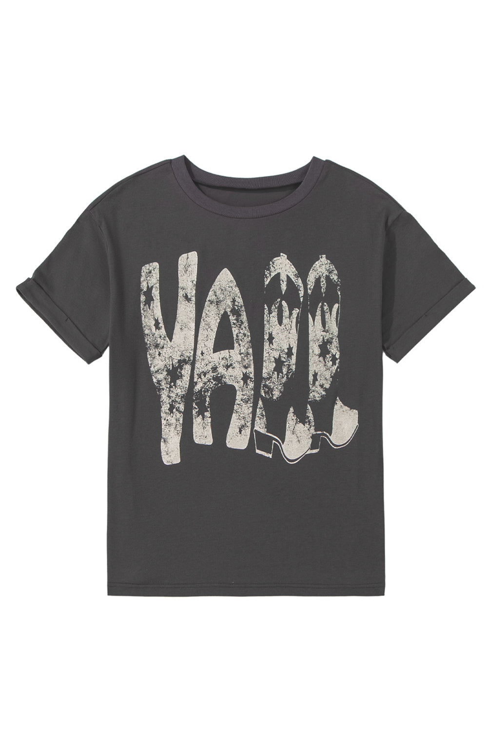 Carbon Grey Vintage Yall Cowboy Boots Graphic Tee Shirt