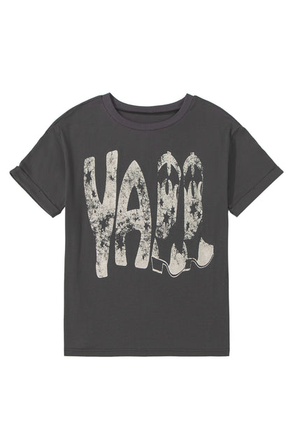 Carbon Grey Vintage Yall Cowboy Boots Graphic Tee Shirt