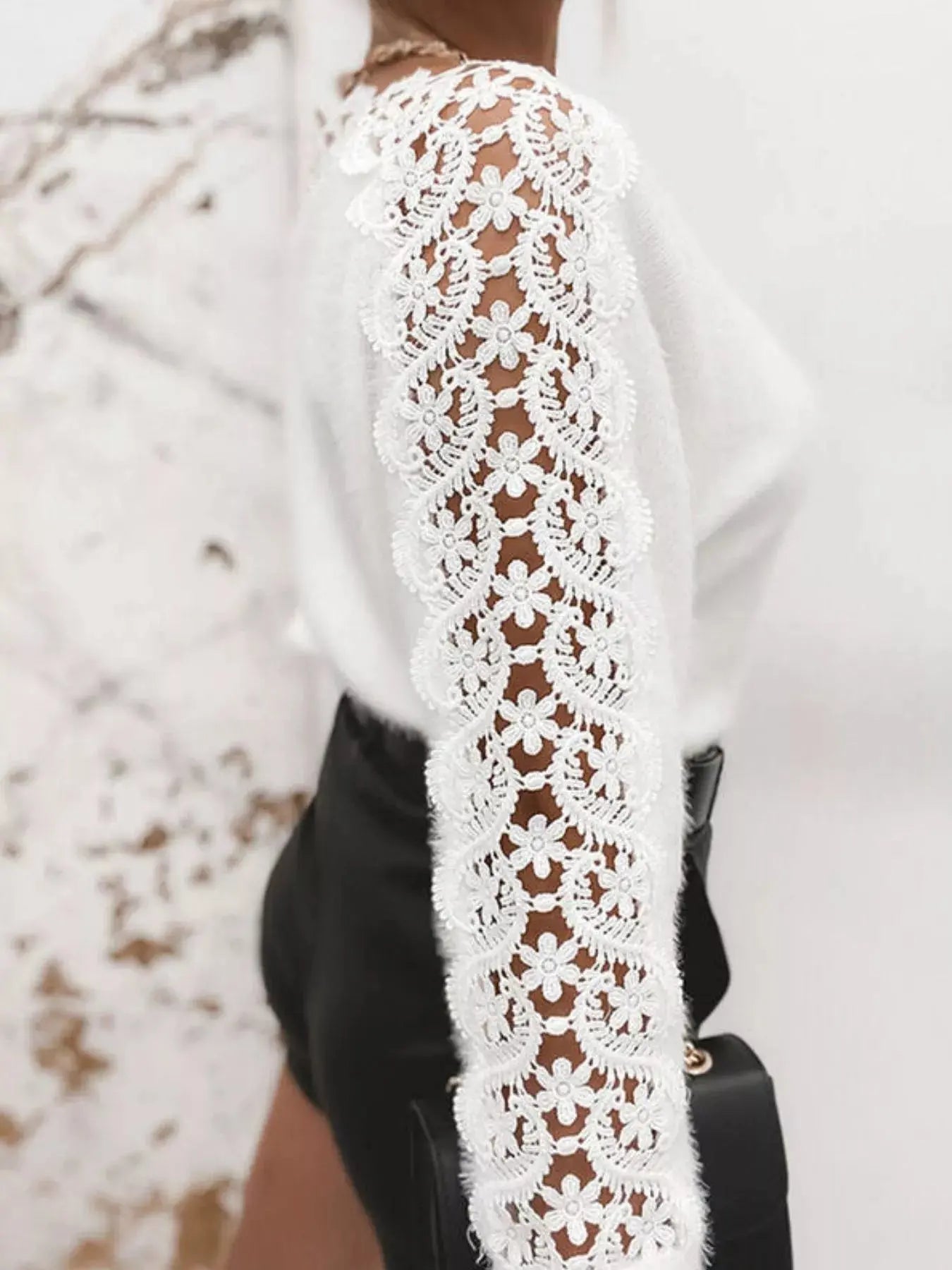 Lace Trim Long Sleeve Sweater Simply Love