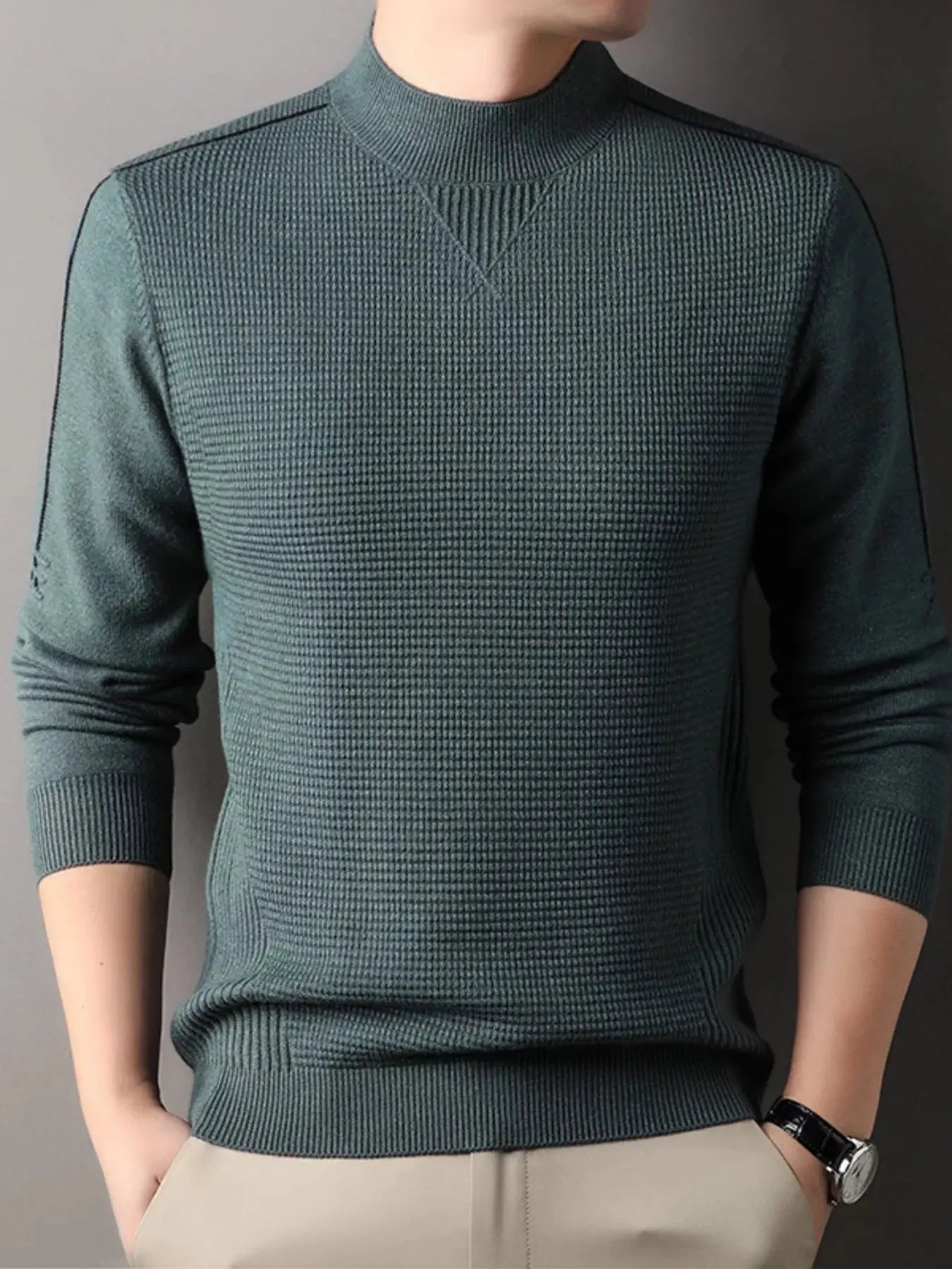 Men's Plus Size Texture Mock Neck Sweater Simply Love