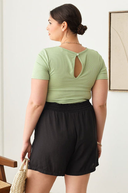 Zenobia Plus Size Drawstring Elastic Waist Shorts with Pockets.