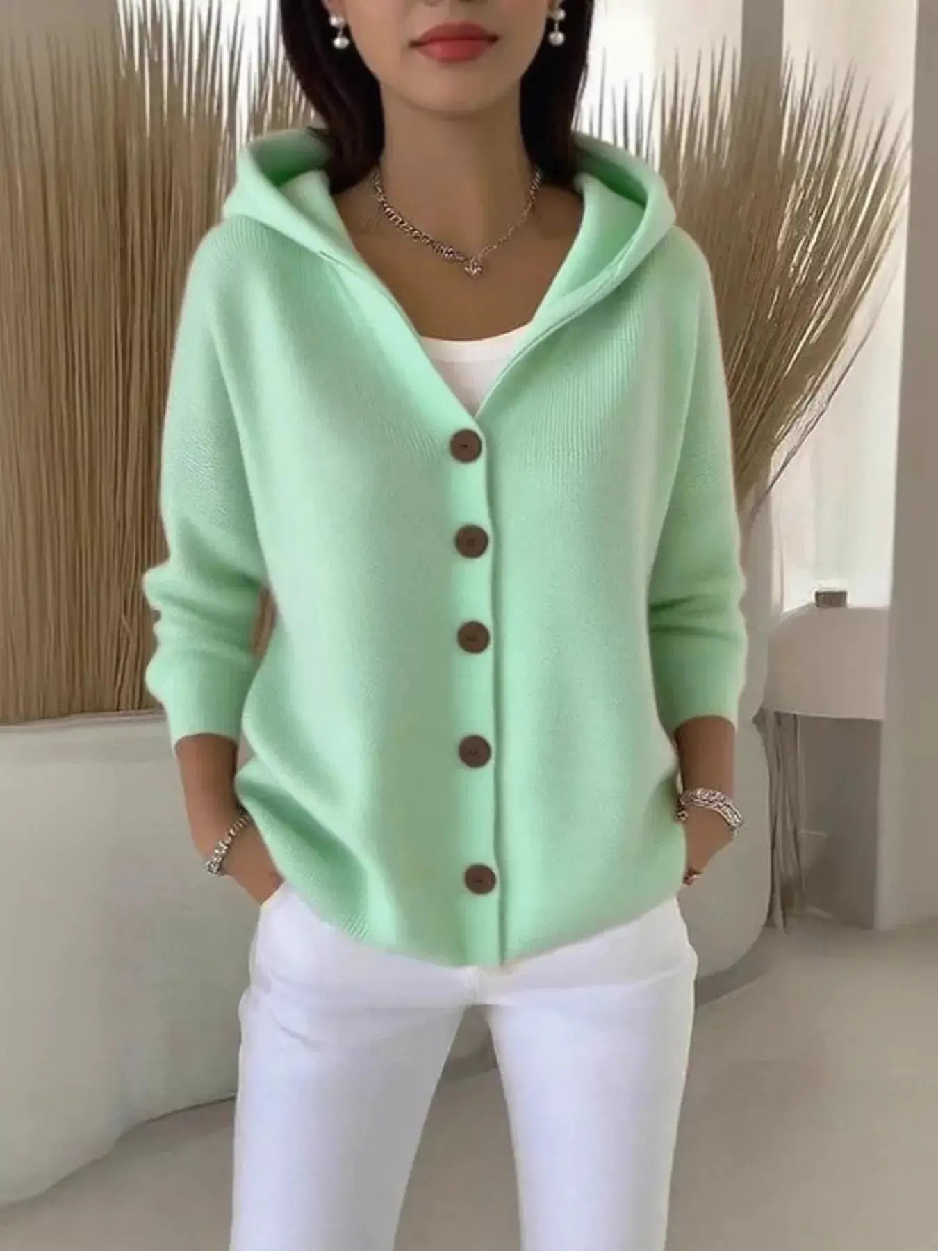 Full Size Hooded Button-Down Knit Cardigan Plus Size Simply Love
