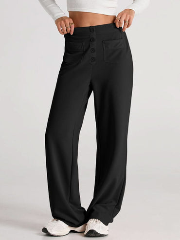 High Rise Wide Leg Trousers with Pockets