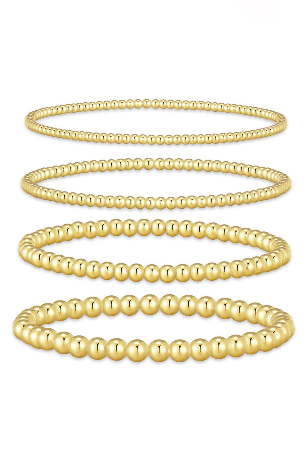 Gold 4pcs Beaded Plated Bracelet Set