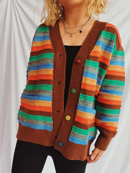 Chic striped button-up cardigan