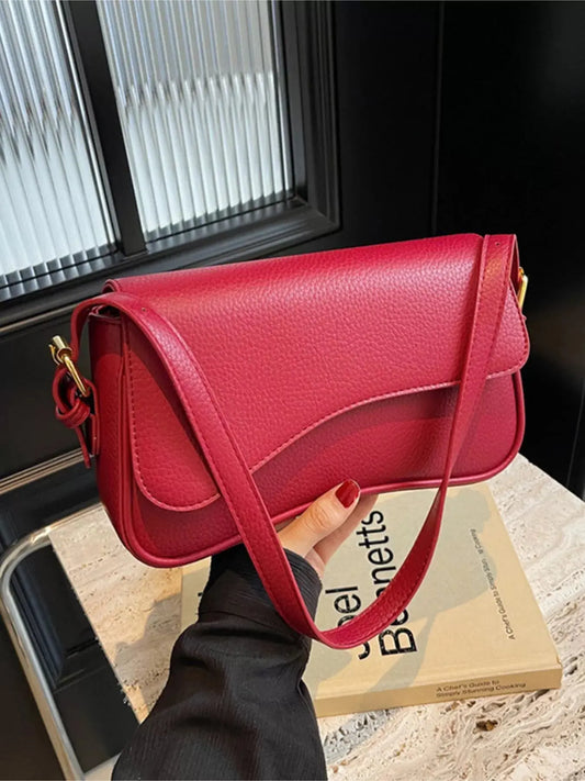 Solid Color Leather Crossbody Bag Simply Love